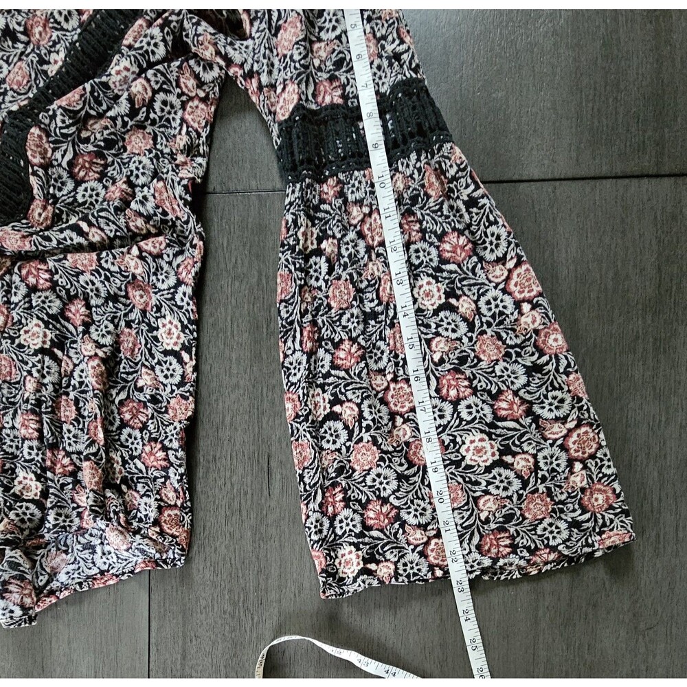 Knox Rose Floral Boho Hippie Mini Dress Womans L Embroidered Bell Whimsygoth - Picture 6 of 8